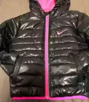 NEW Infant Girls Nike Full-Zip Hooded Puffer Jacket, Black, Size 24 months