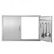 VEVOR BBQ Access Door, 990x660 mm Double Outdoor Kitchen Door, Stainless Steel Flush Mount Door, Wall Vertical Door with Handles and Hooks, for BBQ Is
