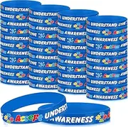 500 Pcs Autism Awareness Silicone Bracelets Colorful Puzzle Pieces Wristbands Rubber Wrist Bands with Inspirational Saying Autism Awareness Bulk Items for Kids Adults Fundraising Activities Supplies