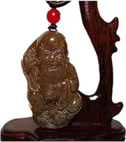 [Jenny's Jade Store] 2.3" China Certified Nature Nephrite Hetian Sugar Jade Longevity God Necklace