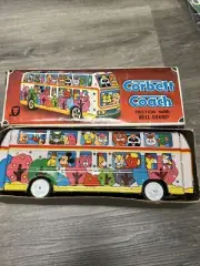 Vintage Corbett Coach Tin Friction Bus With Bell Disney Mickey & Friends