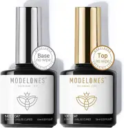 Gel Top Base Coat Set - 2 Pcs Gel Nail Polish No Wipe Gel Top Coat,