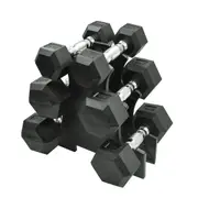 3KG-4KG-5KG TOTAL 24KG Hex Rubber Dumbell Weight Set with PVC Rack