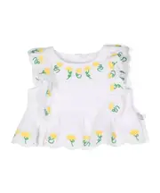 Stella McCartney Kids Floral Embroidered Ruffled Dress 24M White