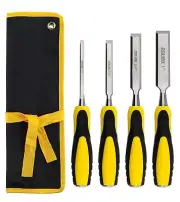 Wood Chisel Tool Set 4pc Sturdy Chisel, 1/4 inch,1/2 inch,3/4 inch,1 inch wit...