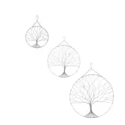 3pc Tree of Life 20.5/30.5/41cm Wire Hanging Ornament Garden Decor Set Silver