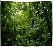 Green Rainforest Forest Jungle Tropical Leaves Plants Nature Scenery Landscape Picture Print Polyester Fabric Wall Tapestry Wall Hangings Curtains Picnic Blankets