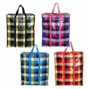 Set of 4 Extra Large Reusable Unbreakable Hard Plastic Fabric Checkered Laund...