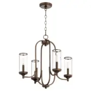 Quorum Collins 4 Light Chandelier, Oiled Bronze/Clear - 6044-4-86
