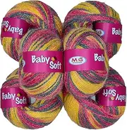 M.G ENTERRPISE Kintting Yarn 100% Acrylic Wool Multi Rowan (8 pc) Baby Wool 4 ply Wool Ball Hand Knitting Wool/Art Craft Soft Fingering Crochet Hook Yarn, Needle Knitting Yarn Thread Dyed
