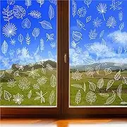 90 PCS Leaf Window Clings - Double Sided White Leaves Stickers - 90 Designs - Reusable Window Decals - Static Clings - Bird Alert - Prevent Bird Strikes