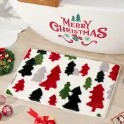 Christmas Tree Bathroom Rugs Grey Red Green Colorful Pine Tree Winter Bath Ma...