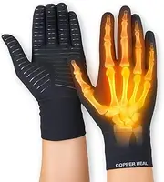 COPPER HEAL Arthritis Compression Gloves (PAIR) - Full Hand Gloves women & men Design - Hand Warmers for Pain Relief - Highest Copper Infused Fabric carpal tunnel wrist brace Heat Pack Compatible