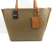 DKNY BRADEE TOTE w/Credit Card Holder Ladies Signature Brown Logo PVC $228 NEW