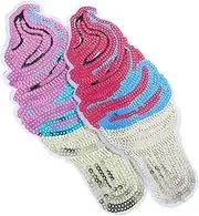 jojofuny 2pcs Iron Sequin Ice Cream Patches for DIY Clothing Repair Decoration Versatile Appliques for Jeans Bags and Backpacks Durable Comfortable Material