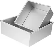 LAPYAPPE 2 Pcs Aluminum Alloy Square Cake Mould Non-Stick Removable Bottom Baking Pan for Cheesecake Mousse Chiffon Cakes Oven Safe