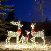 Lighted Christmas Deer Outdoor Yard Decorations, Christmas Reindeer Decorations With Led Lights, Artificial Pre-lit Christmas Holiday Dcor For Fron...