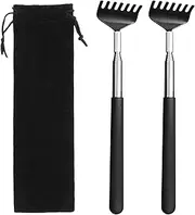 Back Scratcher, 2Pack Portable Extendable Back Scratcher, Stainless Steel Telescoping Massager (20-68cm) with Rubber Handle and Carrying Bag for Adults, Men, Women
