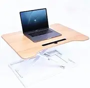 Mobile Stand Up Desk, Adjustable Laptop Desk, Home Office Workstation, Rolling Desk Standing or Sitting(Natural)