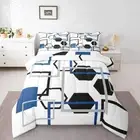Kids Comforter Set Single Size,Geometric Squares Checkered Patchwork Bedding