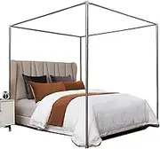 VELSKUD Canopy Bed Frame, Thicken Stainless Steel Bed Canopy Frame, Bed Post Poles 4 Corner Canopy for Metal Bed Mosquito Curtains Bedroom Decor Bed Poles Canopy Frame (Silver, Queen), wzg01