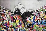 Banksy(Graffiti1) Famous Oil Paintings Reproduction Giclee Canvas Prints on Canvas Artwork Pictures on Canvas Wall Art for Home Office Decorations(50x70cm_20x28in,Unframed)