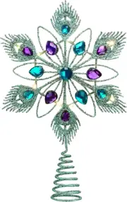 Star Christmas Tree Topper with Timer for Tree Decorations, 13 Inch Metal Blue a