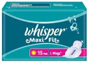 Whisper Maxi Fit Sanitary Pads Large Wings - 15 Piece Pack, Free shipping world
