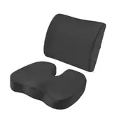 Memory Foam Seat Cushion and Lumbar Support Pillow for Office Chair Car with Adjustable Strap