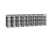 vidaXL Outdoor Dog Kennel with Roof Steel 14.75 m¬≤
