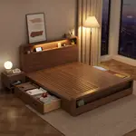 北歐實木床簡約現代日式1.5M床雙人床主臥床床架儲物床大床省空間