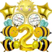 Ctxtqtdt Pack of 10 Bee Birthday Decoration 2 Years Boy Girl Bee Balloons Set, Party Decoration Balloons, Foil Balloon Decoration, Children's Balloons Decoration, Birthday Decoration Party Balloons