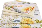 JSD 6 Piece Yellow Floral Print Sheet Set Queen Size, Queen,