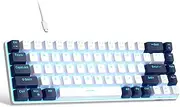 Portable 60% Mechanical Gaming Keyboard, MageGee MK-Box LED Backlit Compact 68 Keys Mini Wired Office Keyboard with Red Switch for Windows Laptop PC Mac - White/Blue