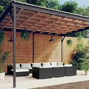 Generic 10 Piece Garden Lounge Set with Cushions Black Poly Rattan,3102039