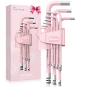9 PCS PINK Allen Key Set, Long Ball End Hex Key Set, Cr-V Allen Wrench Set fo...