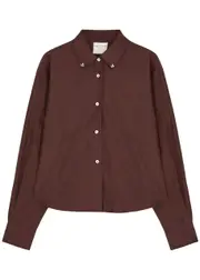 Forte_forte Crystal-embellished Taffeta Shirt - Chocolate - 2 (UK 10 / S) 2 (UK 10 / S)