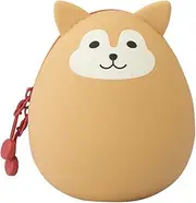 LIHIT LAB PuniLabo Mini Zipper Pouch, Egg-Shaped, 2.2" x 2.4", Shiba Dog (A7782-2)