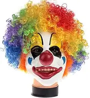 Latex Clown Mask with Colorful Hair Red Nose Clown Mask Costumes Creepy Clown Cosplay Dress Up Halloween Adult Man Woman Role Play Party Props