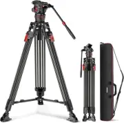 NEEWER 78" Video Tripod Carbon Fiber w/ Damping Adjustable Fluid Head - LL37