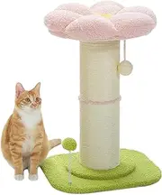 PAWZ Road Cat Scratching Post Cat Scratcher with Super Thick Scratching Post (Dia=14cm),Removable Fluffy Cat Bed, Sisal Covered Cat Activity Scratch Post and Dangling Ball for Indoor Cats Pink