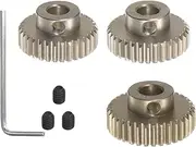 HARFINGTON 48P 7075 Aluminum Pinion Motor Gear Set 3pcs 32T 33T 34T Fit 5mm RC Motor Shaft 48 Pitch Gears for RC Car, with Hex Key