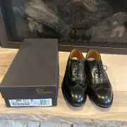 Allen Edmonds Chester Mens 11.5 Black Leather Wingtip Shoes Italy New Box 1903