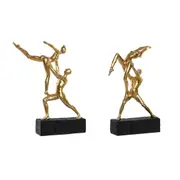 Decorative Figure Dkd Home Decor 21 x 5.5 x 25.5 Cm Black Golden Gymnast 2 Units