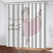 Blackout Curtains for Living Room Cartoon Girl 2 x W132cm x D183cm 2 Panels Energy Saving Thermal Insulated Bedroom Eyelet Curtains, Home Nursery Decoration Soundproof Curtains 3D