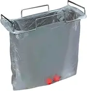 Bin Bag Holder Hoop Bag Holder Storage Hanging Bin Wall Mounted for Kitchen for Inside Door Cupboard for Car Under Sink Camping Stainless Steel Foldable Rack (32x15.5x5cm,Silver)