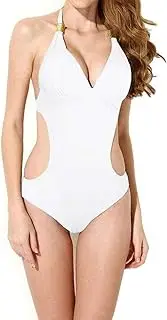 HBSSEE Swimsuits Swimsuit Women's Strappy Cross Back Low Waisted One Piece Bathing Suit White Bikini Swimwear Beach Pool (Size : Large)