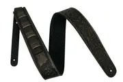 Guitar Strap - XTR 2.5 Inch Floral Western Embossed Leather Black & Grey