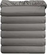 [Elegant Comfort] (6-Pack) Luxury Fitted Sheets! Premium Hotel Quality Wrinkle-Free 1500 Thread Count Egyptian Quality 6-Pack Fitted Sheet with Storage Pockets on Sides, Full Size, Gray