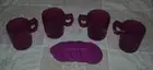 TUPPERWARE PURPLE IMPRESSIONS ALFRESCO CUP MUG SET OF 4 WITH LIDS
